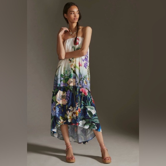 Anthropologie Dresses & Skirts - Anthropologie Floral Strapless High Low Floral Maxi Dress Boho Sz M NWOT $190